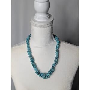 Vtg Native American Navajo Graduated Turquoise Nuggets Necklace 22" long BOHO
